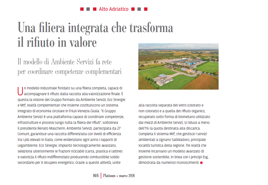 Ambiente Servizi protagonista su Platinum: un riconoscimento di prestigio