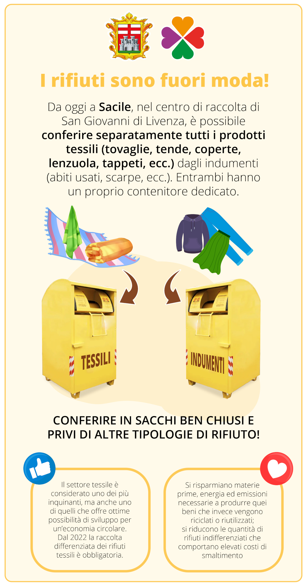 Comune di Sacile: nuova raccolta dei prodotti tessili